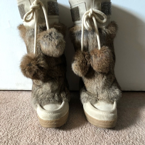 Coach Maryann Rabbit Fur Wedge Boots - Picture 2 of 7